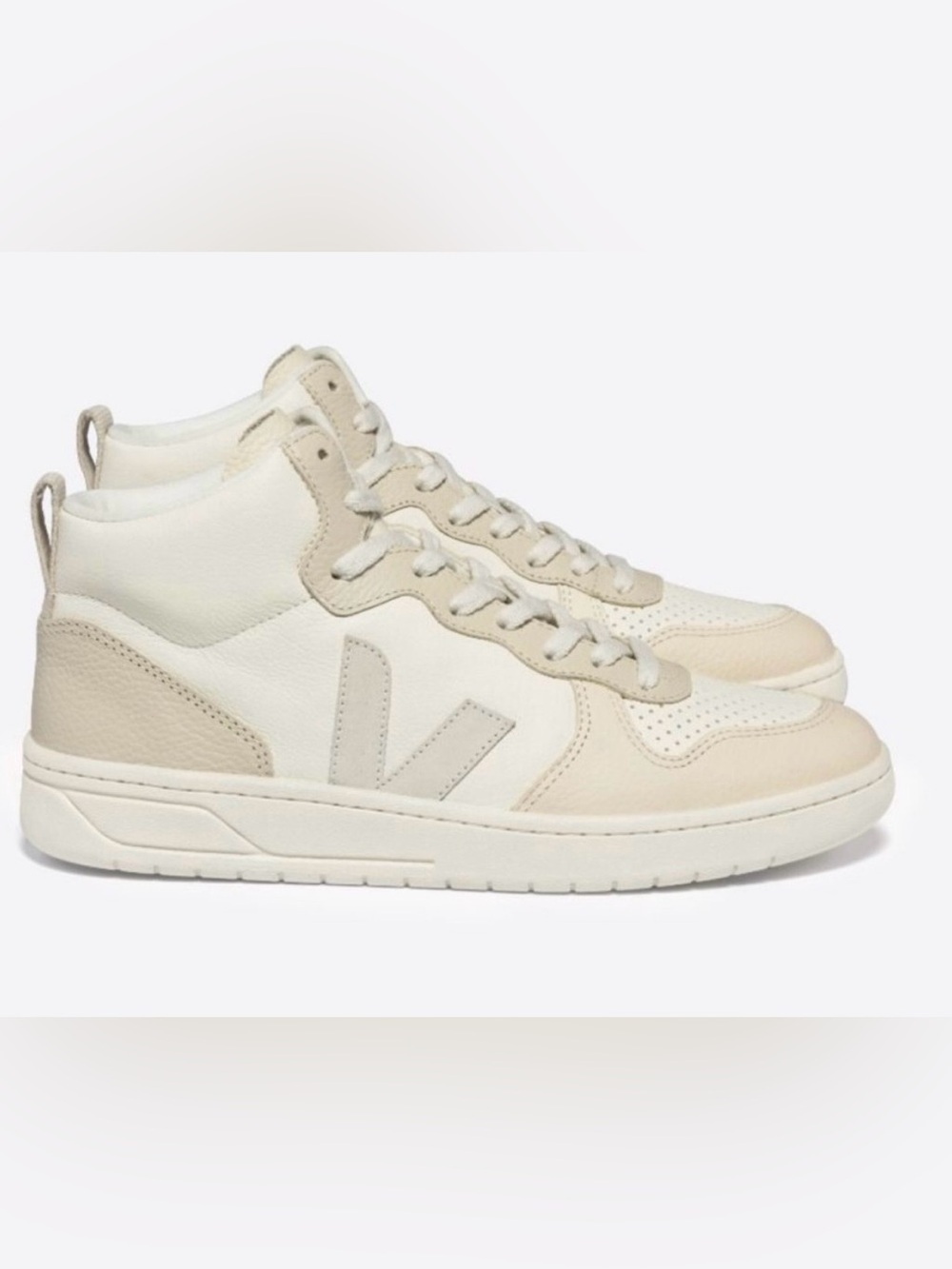NIB Veja V-15 Leather Sneakers Sz 6 Cashew Pierre Multicolor Hightops